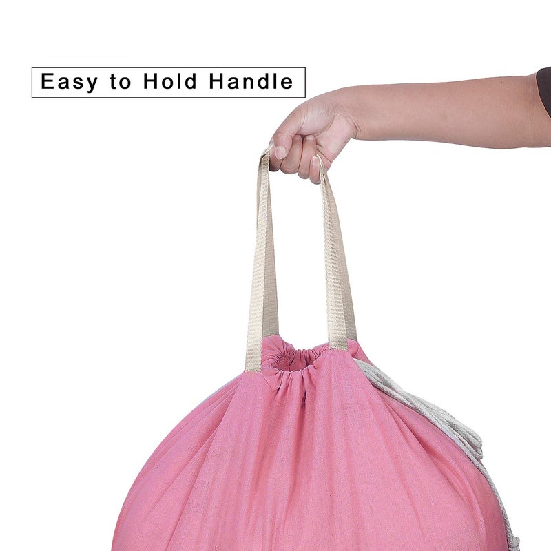 SANFERGE Heavy Duty Laundry Bag with Drawstring and Handle, Extra Large Travel Dirty Clothes Bag for Laundromat and Household, Durable Rip-Stop Laundry Hamper Liner, 28 x 40 Inch by SANFERGE, Pink - Image 3